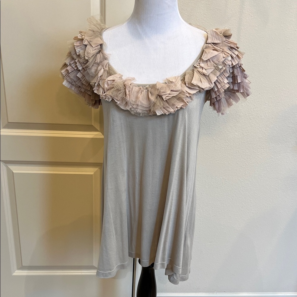 Valentino Beige Ruffled Blouse